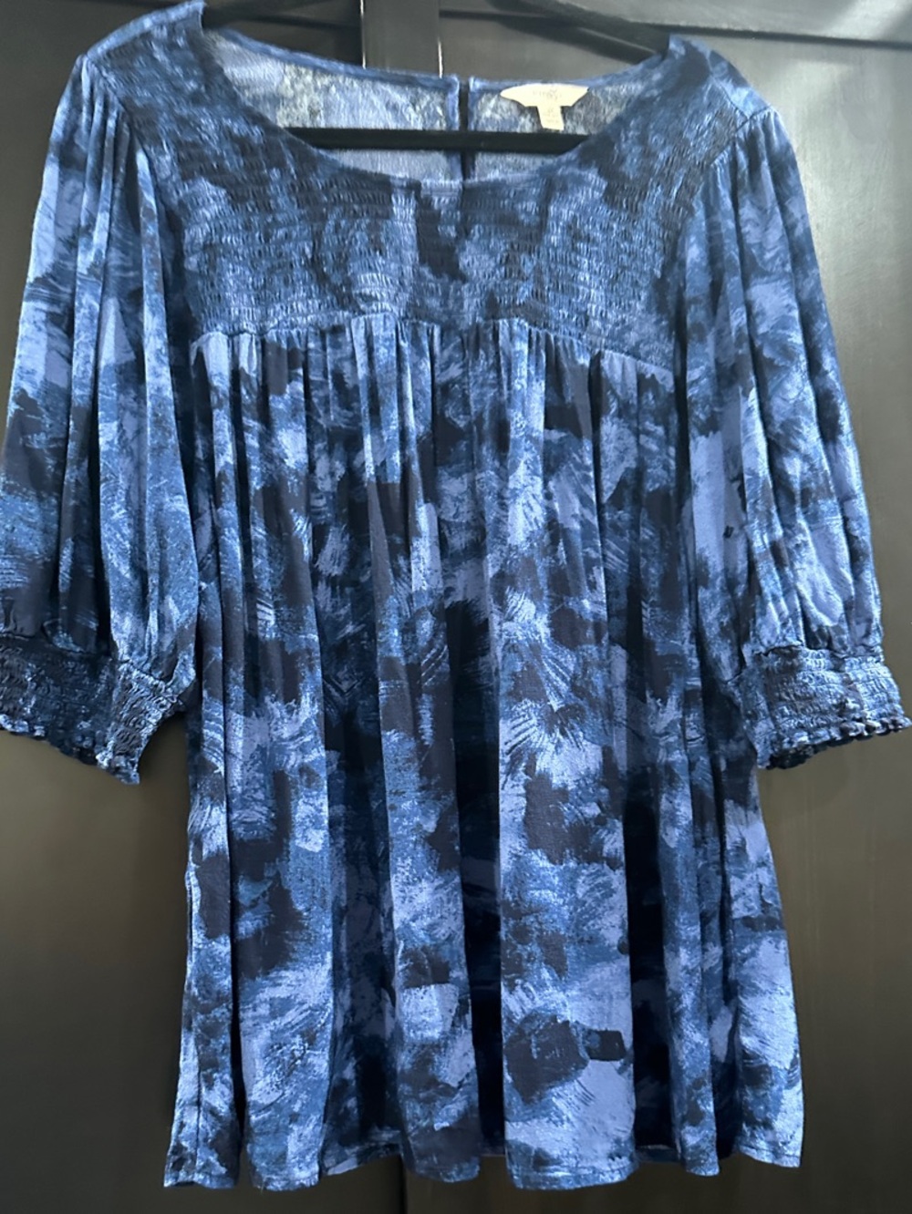 Terra & Sky Navy and Light Blue Smocked Yoke Tunic
